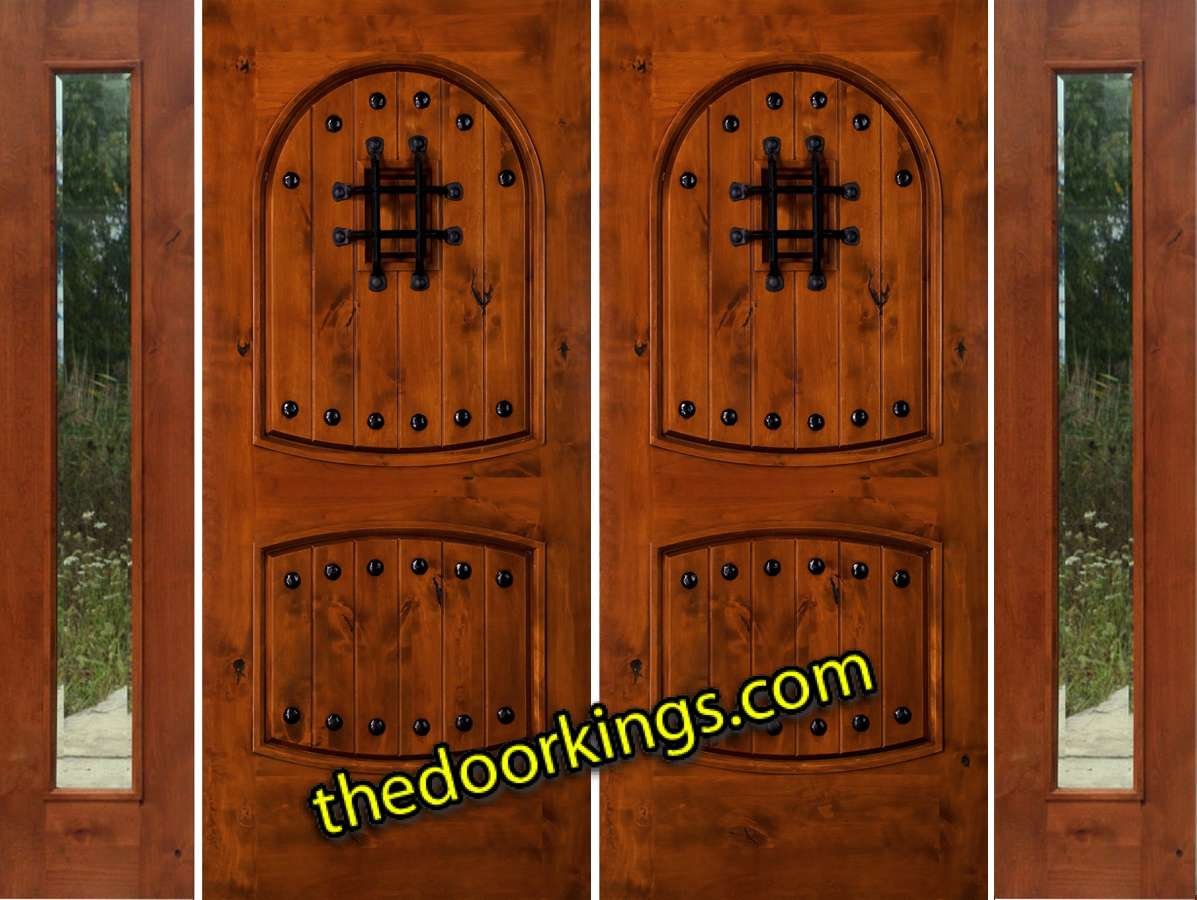 sw01 knotty alder double door with two bevel sidelites
